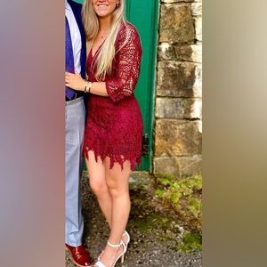 Boutique lacy maroon dress, size Small